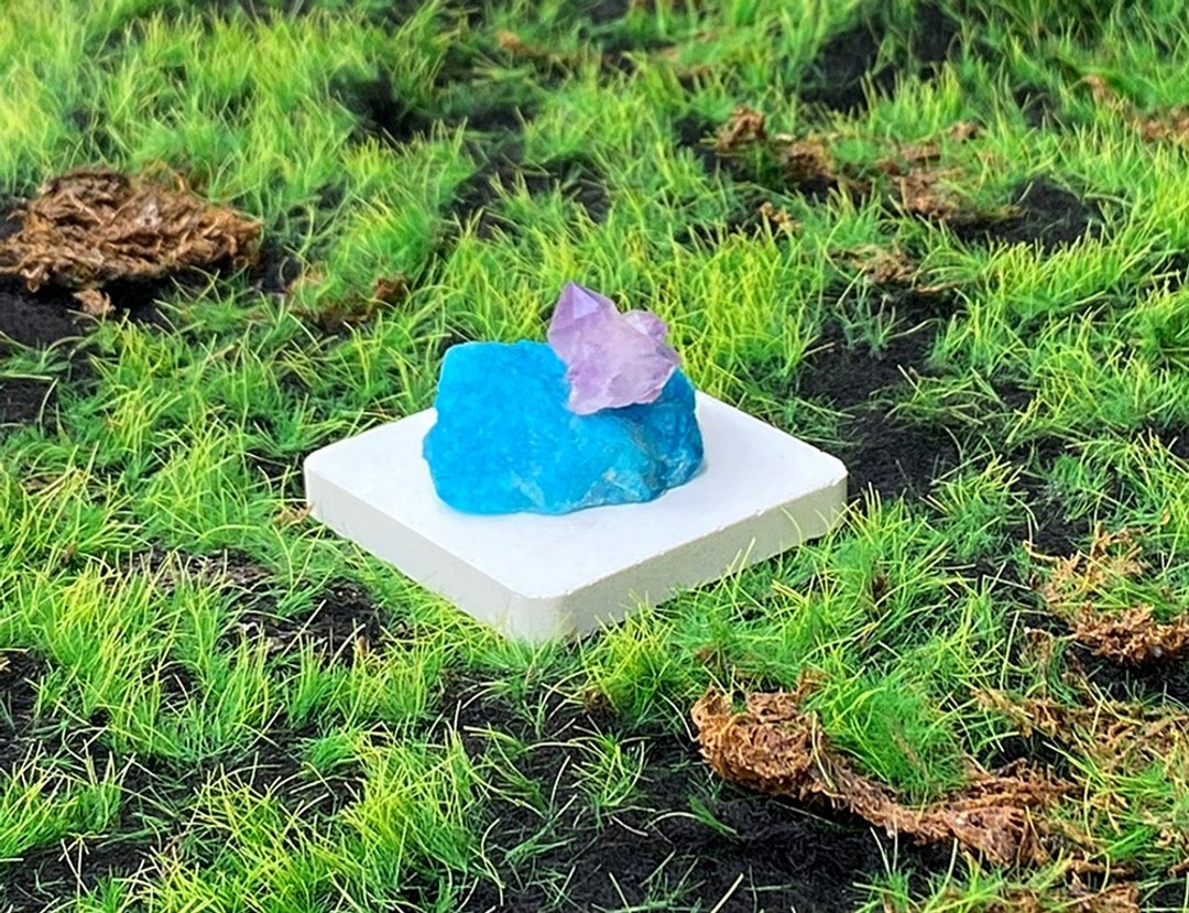 天然蓝磷灰 天然紫晶骨干能量套组 提升表达 避邪 办公室风水摆件 - 摆饰 - 水晶 多色