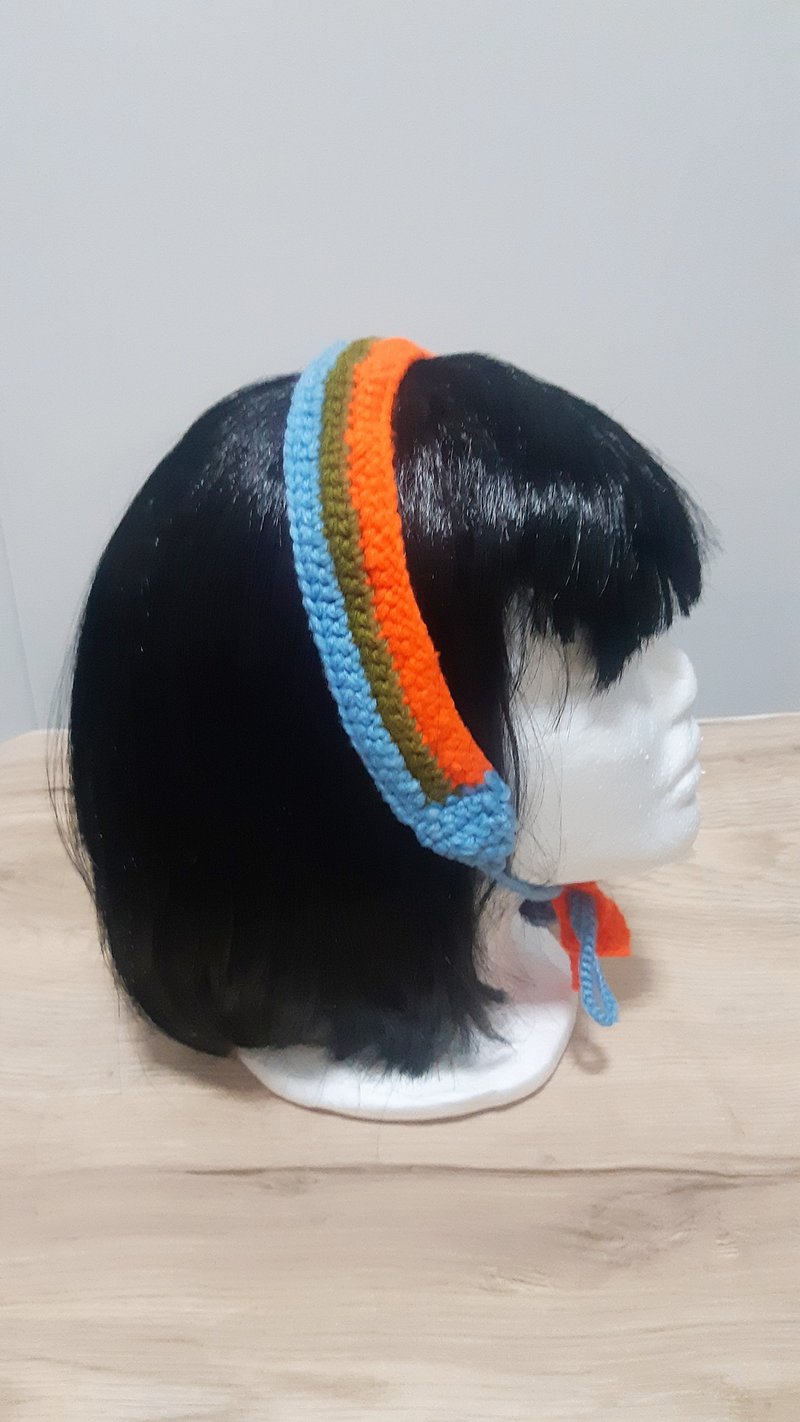 Hairbands, vintage yarn headbands, multilayer headbands, blue, green, orange - 发饰 - 其他材质 橘色