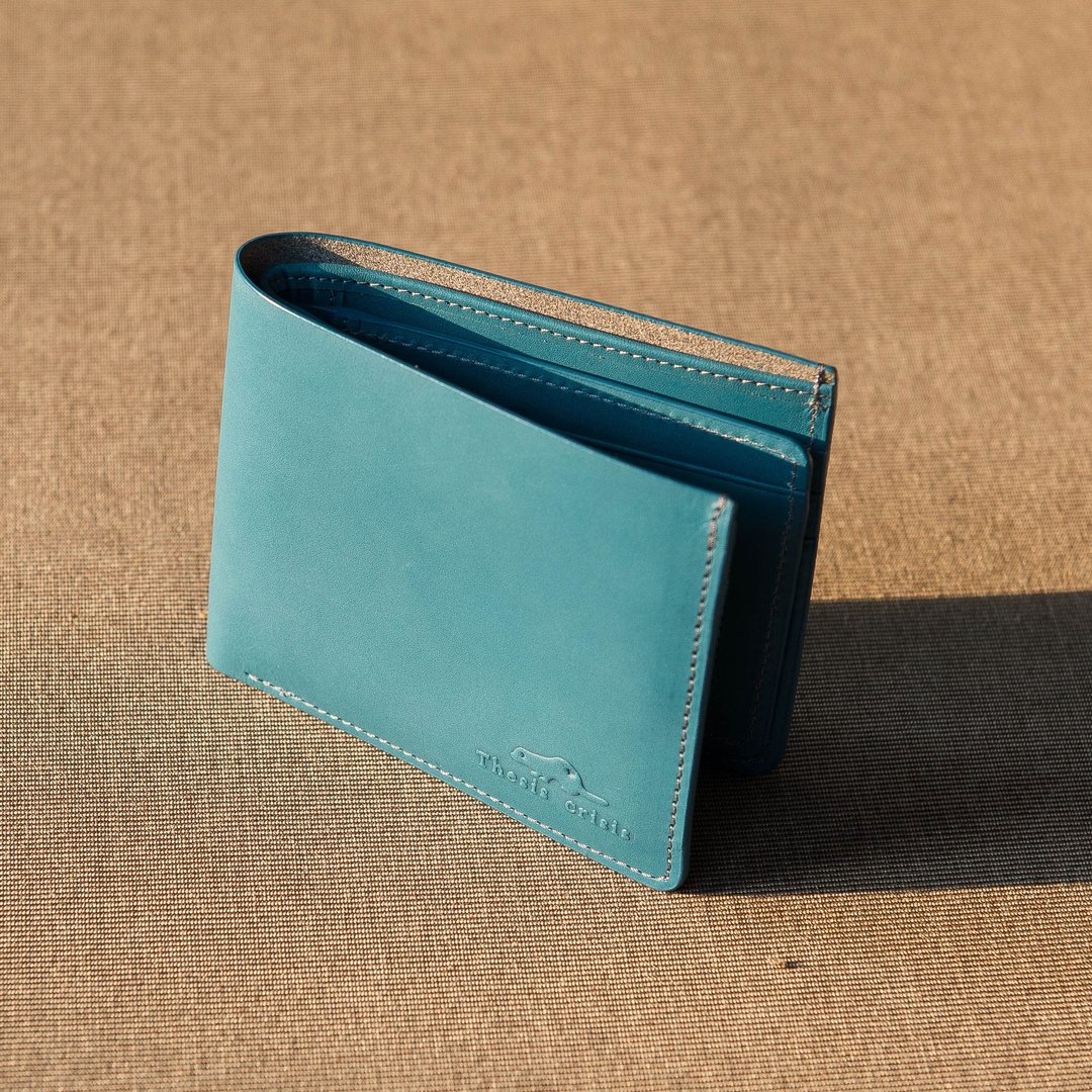 WEALTHY - LEATHER SHORT WALLET- BLUE/TEAL - 皮夹/钱包 - 真皮 蓝色