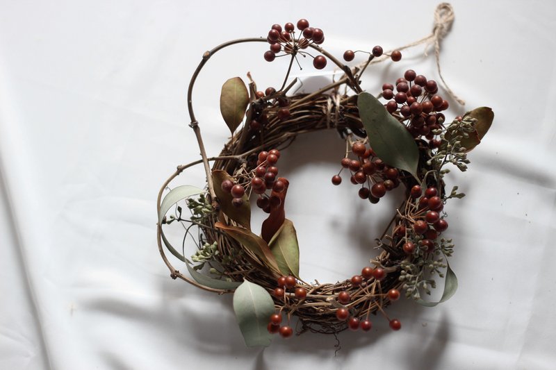 【现货】山归来复古尤加利 花圈 - 干燥花/捧花 - 植物．花 红色