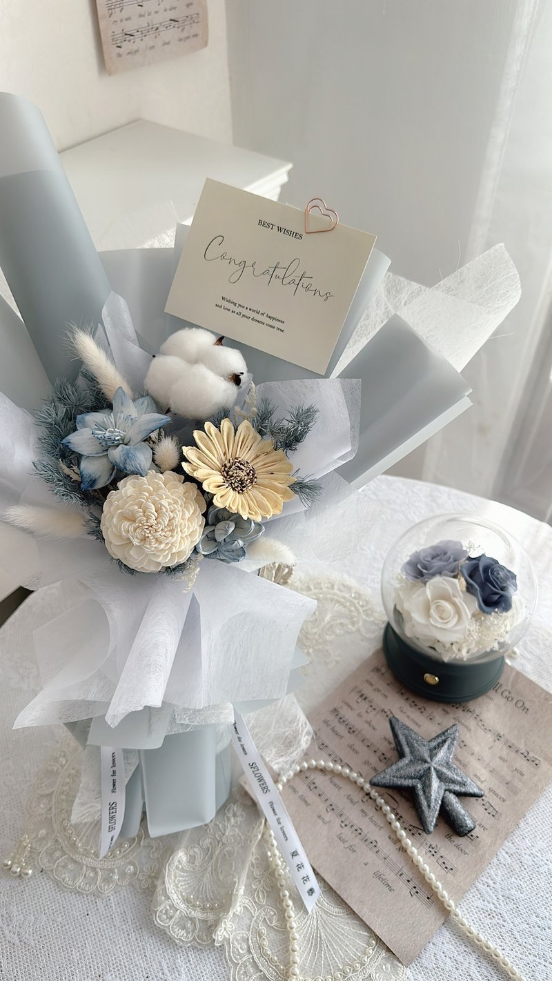 棉花蓝永生干燥花束 - 干燥花/捧花 - 植物．花 蓝色