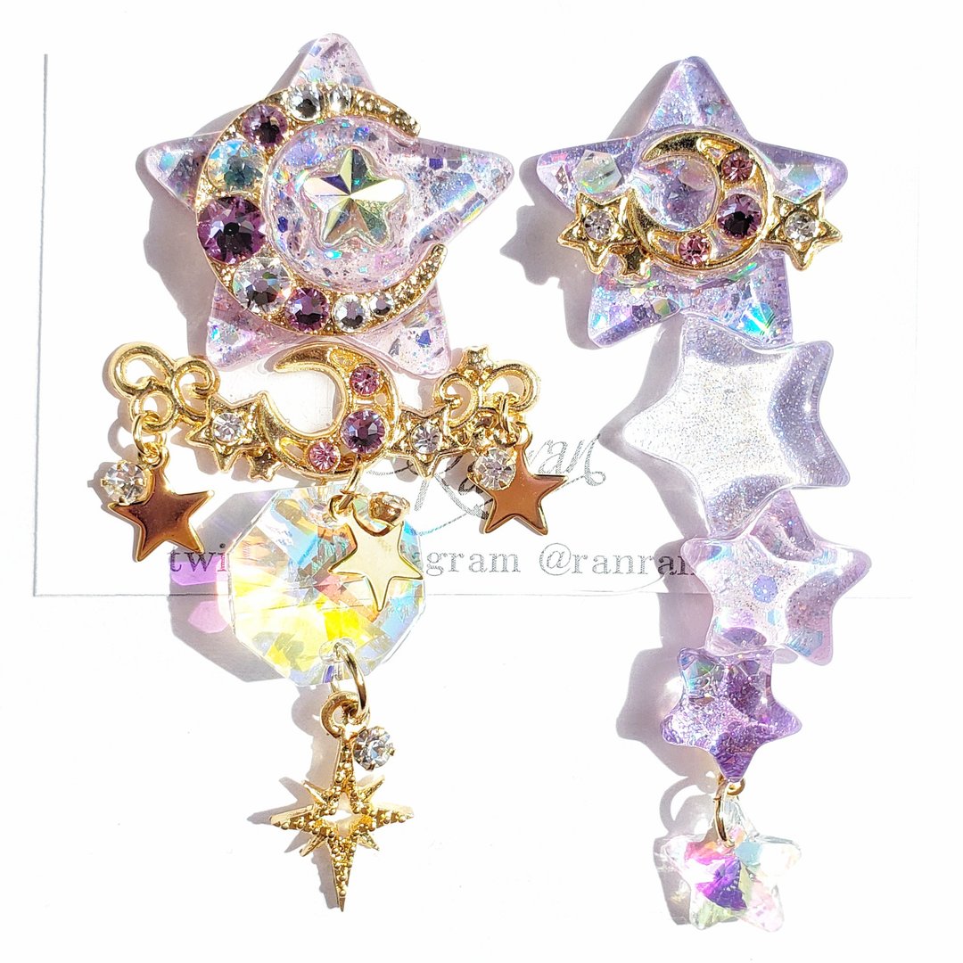 piercing Clip-On lavender star - 耳环/耳夹 - 树脂 紫色