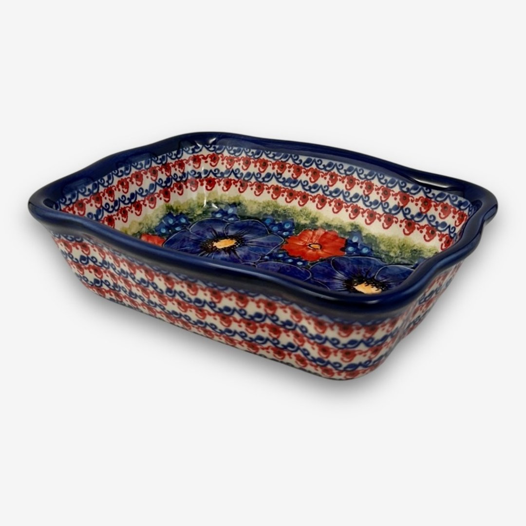 波兰手绘手工陶-造型烤盅 烤盘 18.5cm 赤蓝芳华系列 - 盘子/餐盘/盘架 - 陶 蓝色