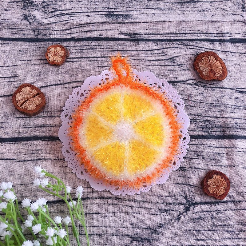 手工编织。柳丁造型 韩国环保抗菌菜瓜布 - 碗盘清洁 - 环保材料 橘色