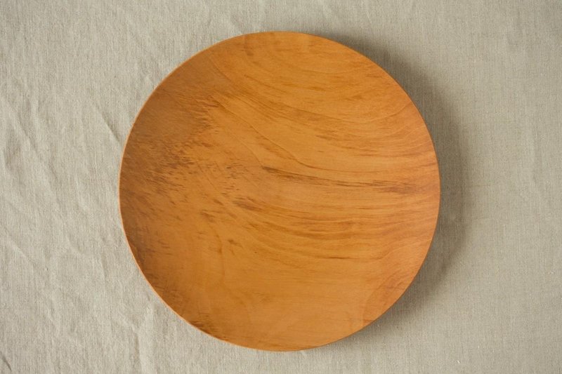 Wood 24cm of the potter's wheel ground wooden plate chestnut (land) 04 - 浅碟/小碟子 - 木头 卡其色