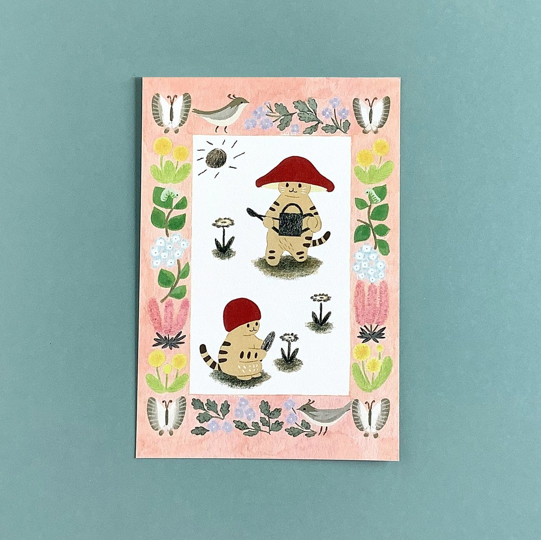 明信片 猫菇菇 春天 - 卡片/明信片 - 纸 