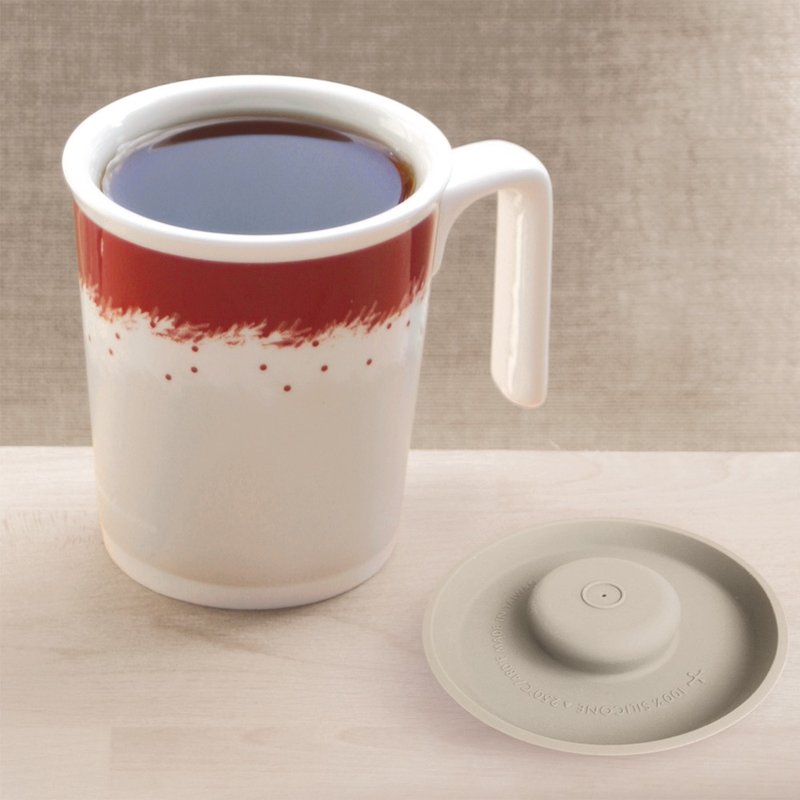 圣诞银树亲亲马克杯+硅胶杯盖 -P+L杯限定组(台湾制可微波烤箱) - 咖啡杯/马克杯 - 瓷 银色