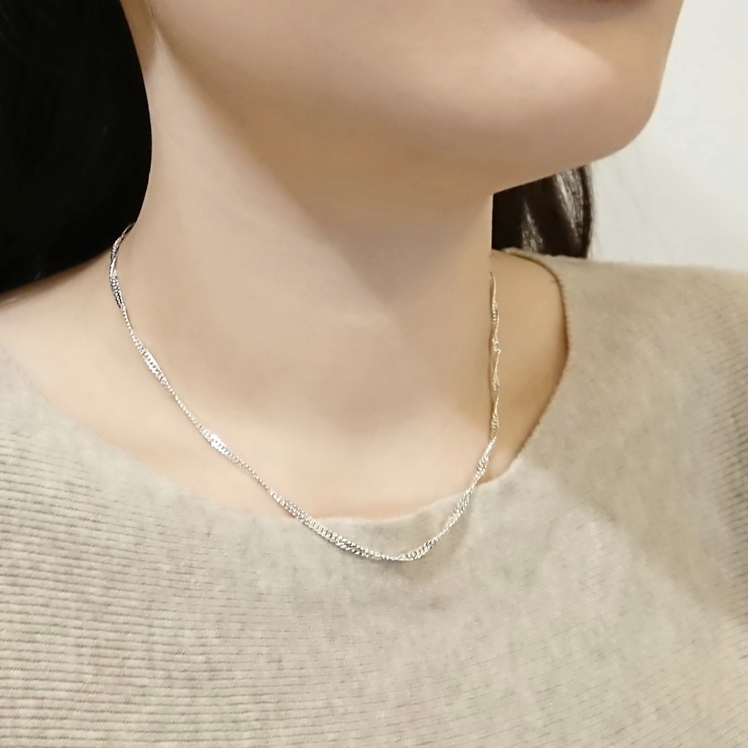 造型纯银项链 | 水波链 锁骨链 2.3mm - 项链 - 纯银 银色