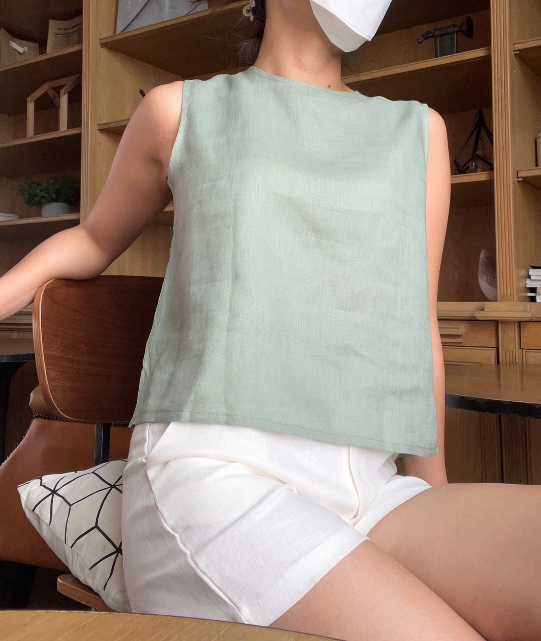 100% pure linen shirt, classic - 女装上衣 - 棉 白色