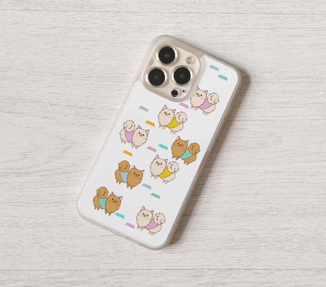 免费加名订制博美犬松鼠狗全包手机壳 iPhone 17 15 16 Pro Max 1 - 手机壳/手机套 - 塑料 多色