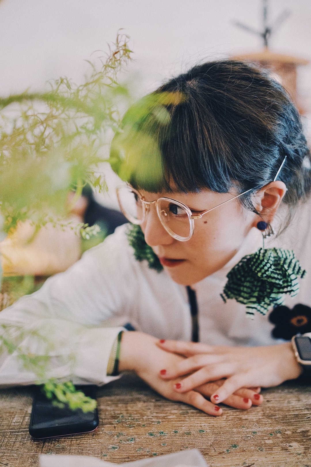 网纱耳环 / 烟花系列 橄榄绿 - 耳环/耳夹 - 其他材质 绿色