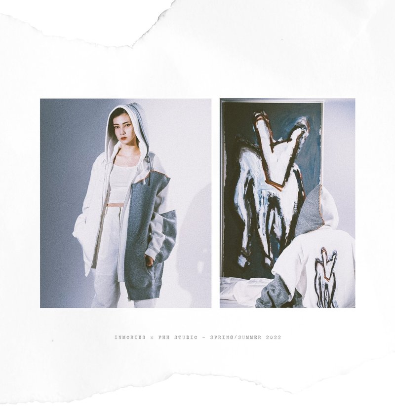 INMORIES x PHH STUTIO 保暖刷毛解构式连帽外套 PANELLED HOODIE - 男装外套 - 棉．麻 白色