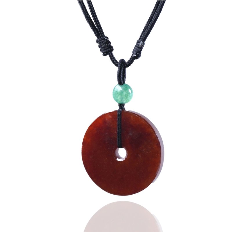 【愿·平安】冰红翡翡翠平安扣项链 | 天然缅甸玉翡翠A货 | 送礼 - 项链 - 玉石 红色