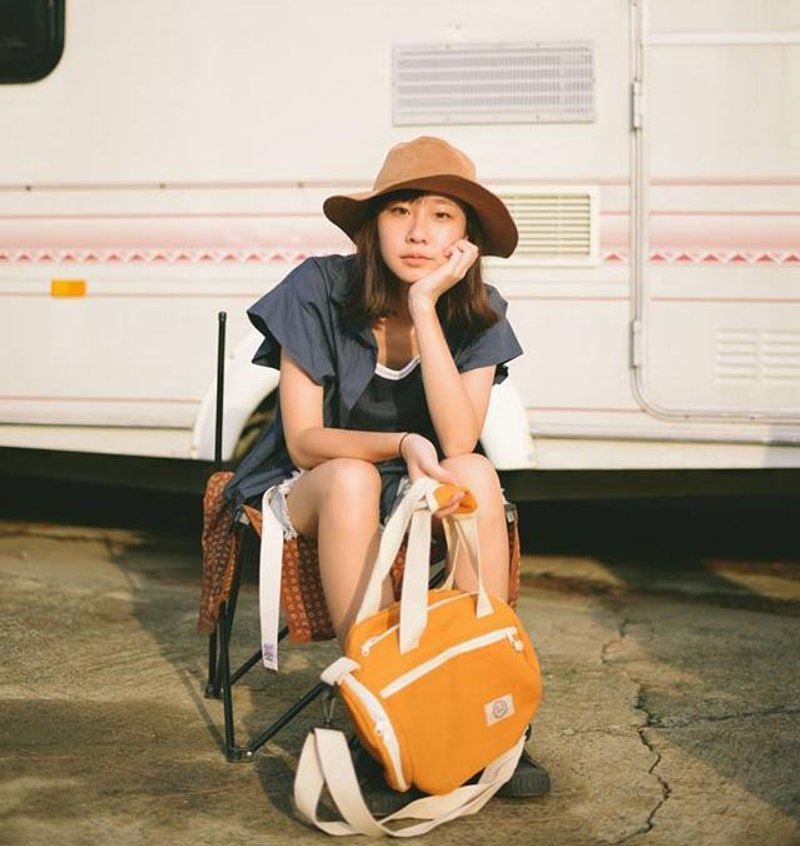 可变化事假日随身包/斜背包-芥末黄色 - 侧背包/斜挎包 - 棉．麻 黑色