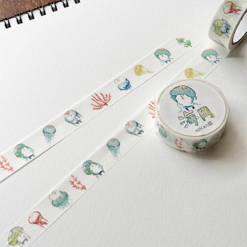水母/muu酱 15mm×7m 纸胶带 - 纸胶带 - 纸 蓝色