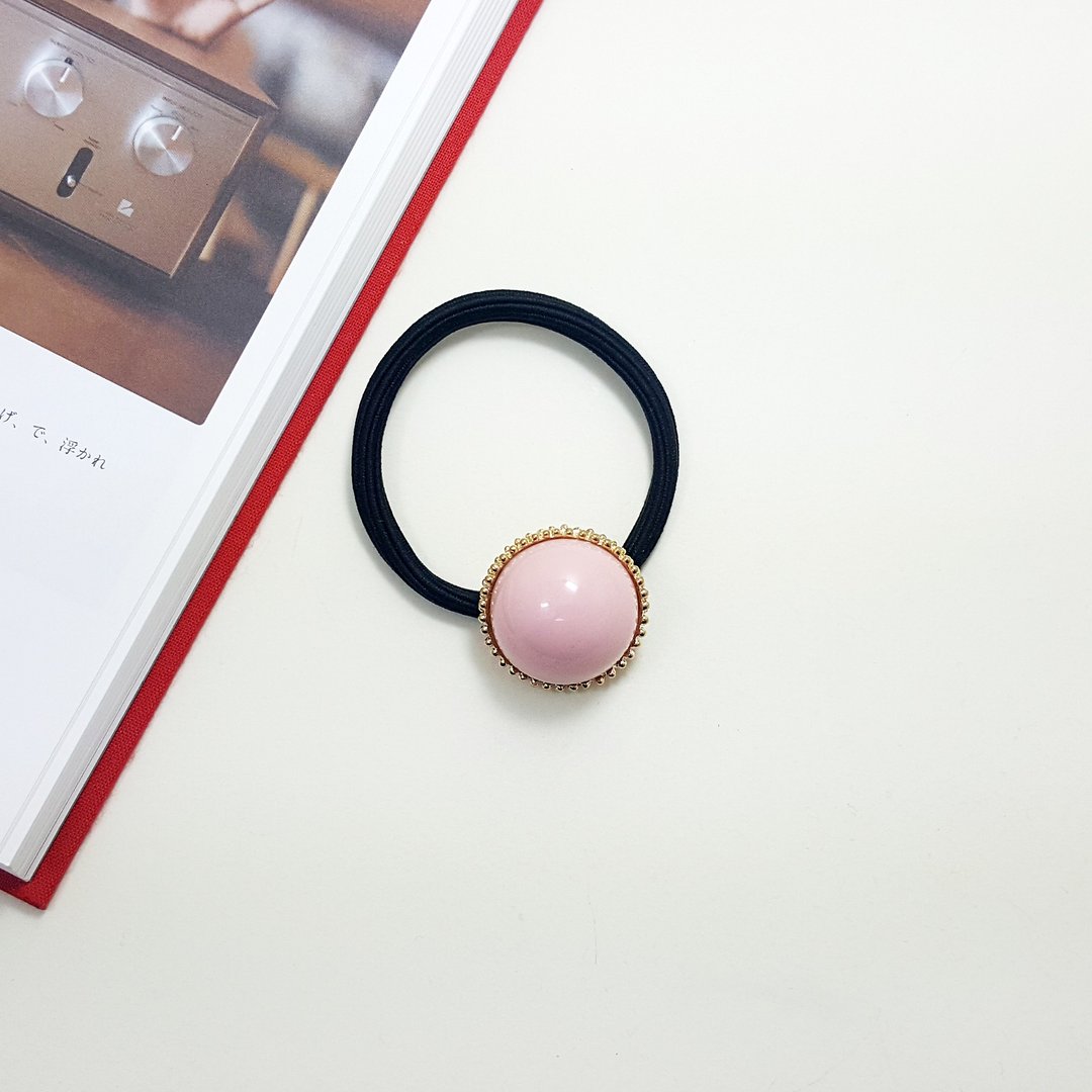 Pink Semicircle Elastic Hair Tie Ponytail Holder - 发饰 - 其他材质 粉红色