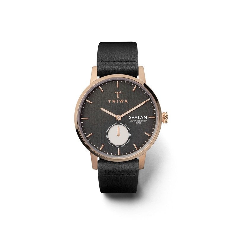 TRIWA 北欧设计 Noir Svalan-玫瑰金色金属带女款腕表 SVST101-SS010114 - 女表 - 真皮 黑色