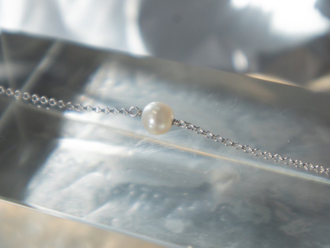 925 SILVER 简约 6mm 淡水珍珠手链 - 银 - 手链/手环 - 珍珠 银色