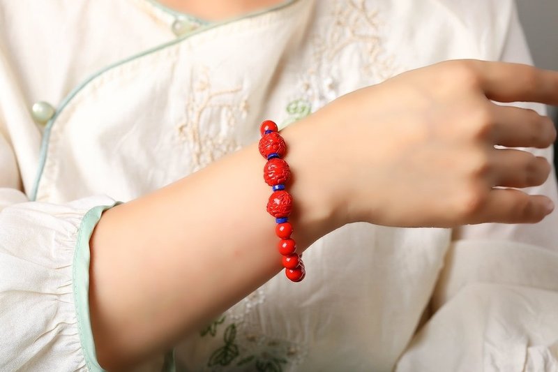 天然原矿朱砂精品红砂十二生肖三合 手链 朱砂含量高达95%以上 - 手链/手环 - 宝石 