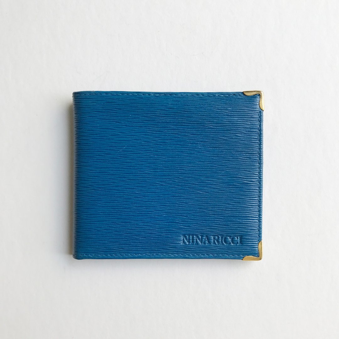 A ROOM MODEL - VINTAGE，NINA RICCI蓝色水波纹短夹 / BD-0750 - 皮夹/钱包 - 真皮 蓝色