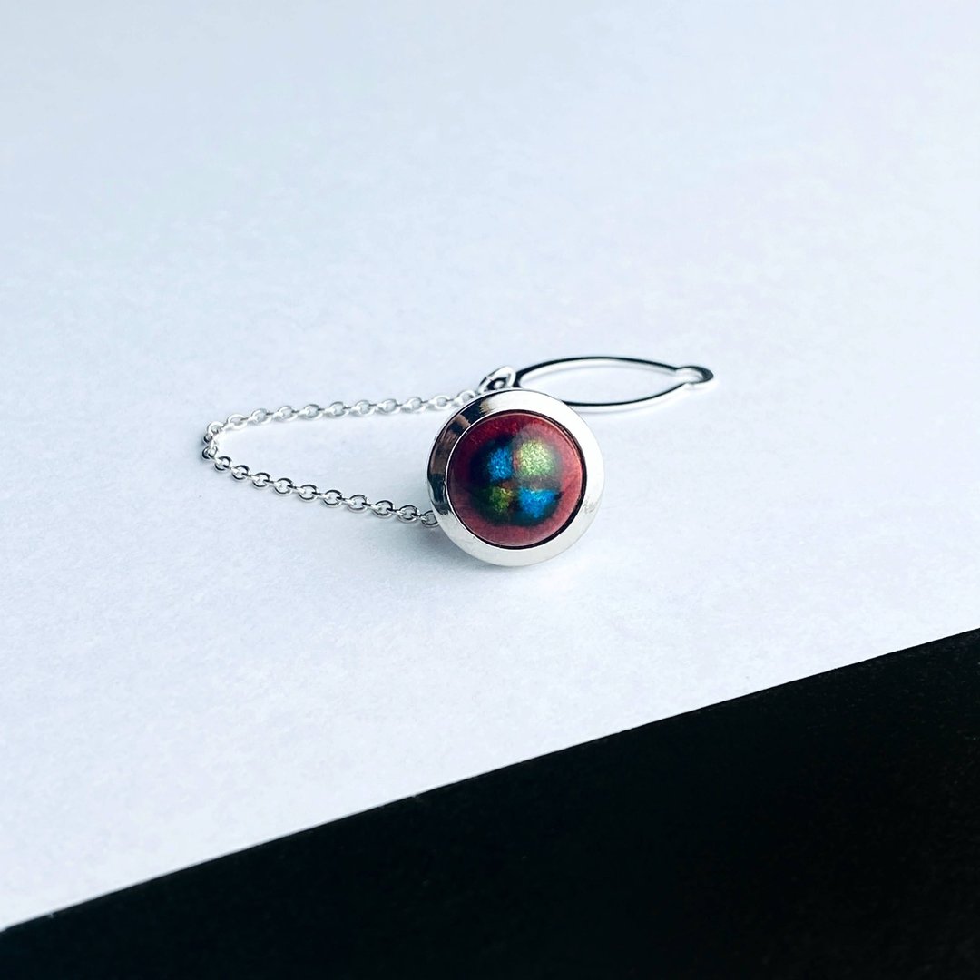 Frit [Garnet] Cloisonne tie tack lapel pin, pure silver cloisonne - 领带/领带夹 - 其他材质 红色