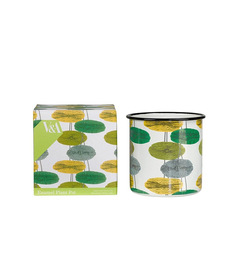 英国Wild&Wolf与V&A联名复古花草图腾大型珐琅盆栽/花盆 - 其他 - 珐琅 绿色