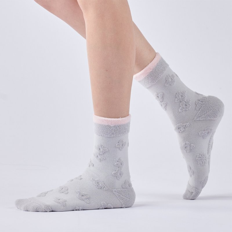 雪花花 中筒袜 - 浅灰(F) - 袜子 - 棉．麻 灰色