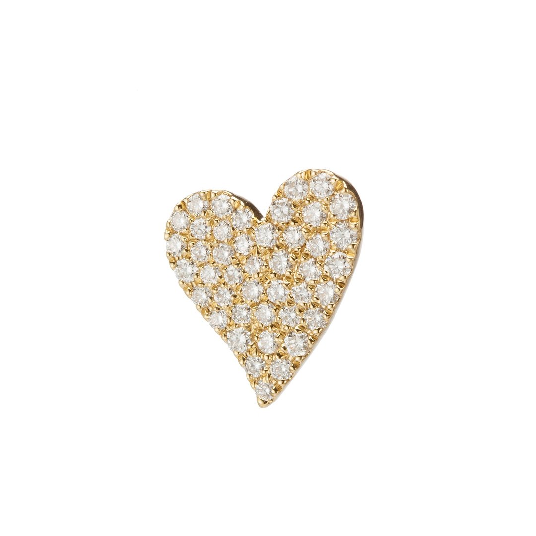 18K Love You 爱心钻石耳针 - 单耳 - 耳环/耳夹 - 贵金属 金色