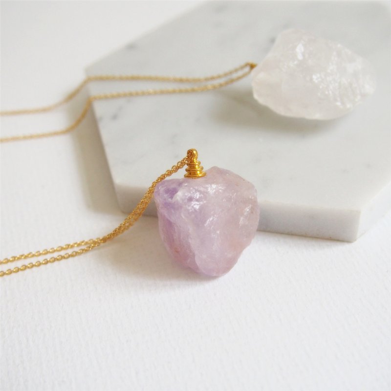 独一无二・气质天然紫晶・镀金项链 - 项链 - 宝石 紫色