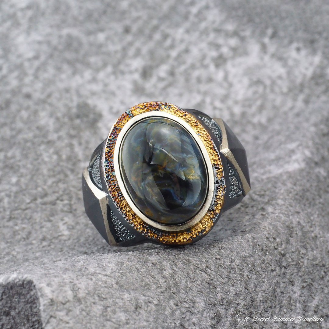 限量设计师单品 - 手工925纯银+彼得石 - 星澜之源 | 幽界之眼 - 戒指 - 纯银 多色
