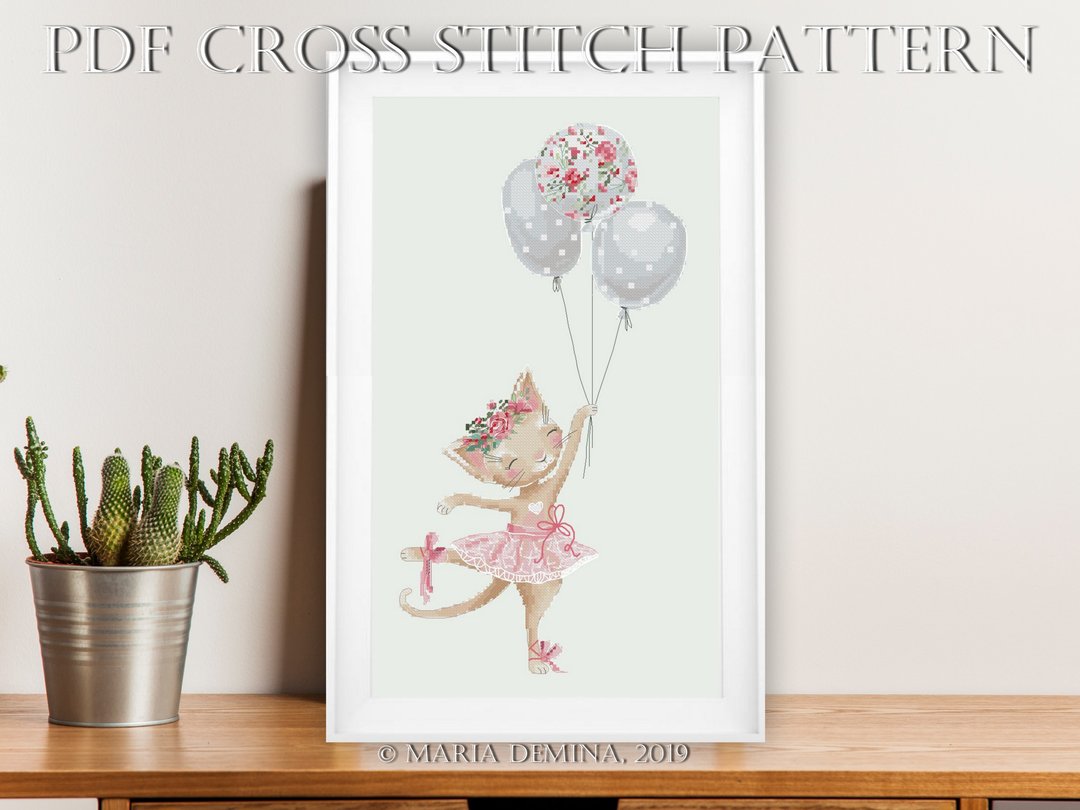 Ballet Cat PDF cross stitch pattern 芭蕾舞 猫 十字绣 - 手工艺教程/工具书 - 其他材质 