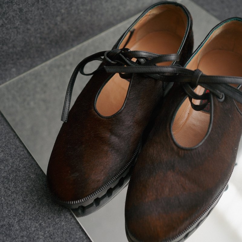 21号马毛真皮鞋vintage 全新老鞋母亲节 礼物 - 其他女款皮鞋 - 真皮 咖啡色