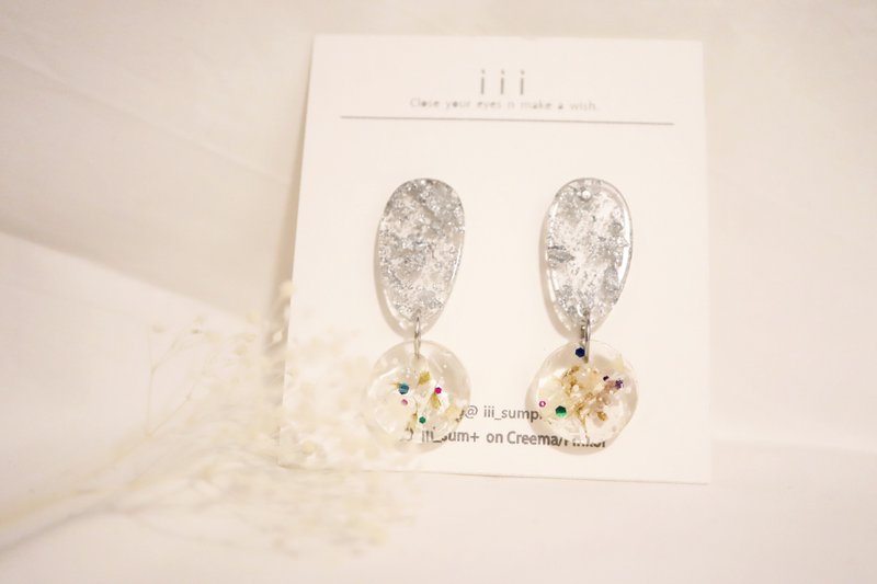 烟花绽放 幸福银箔惊叹号 (银) - 耳环/耳夹 - 塑料 透明