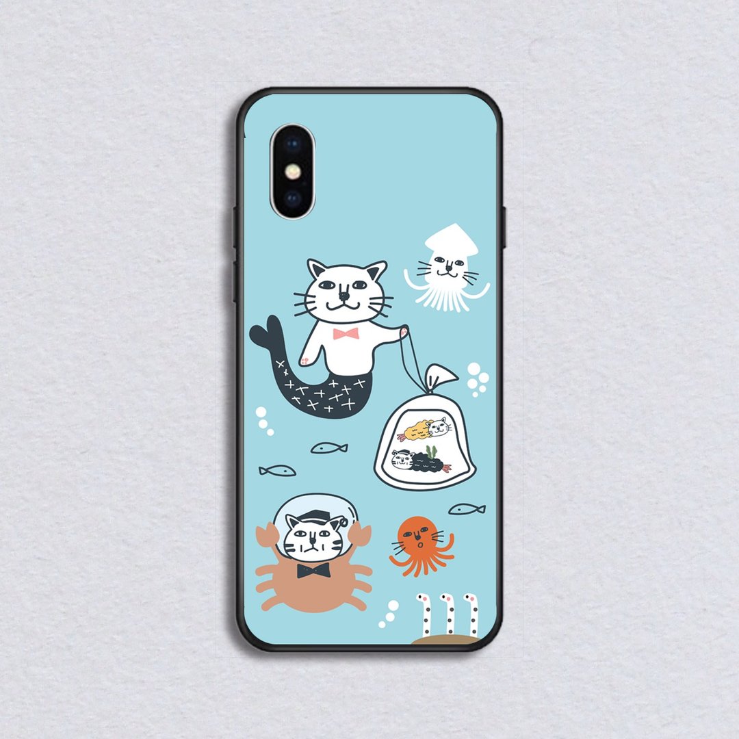 猫 手机壳 海底世界 - 手机壳/手机套 - 硅胶 蓝色