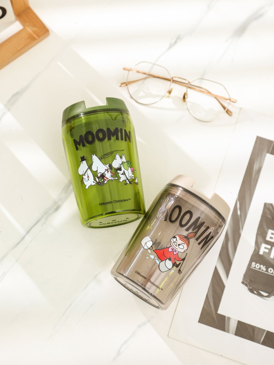 【Pinkoi x Moomin】限定350ml小美姆明 双层随行咖啡杯 吸管杯 - 咖啡杯/马克杯 - 塑料 多色