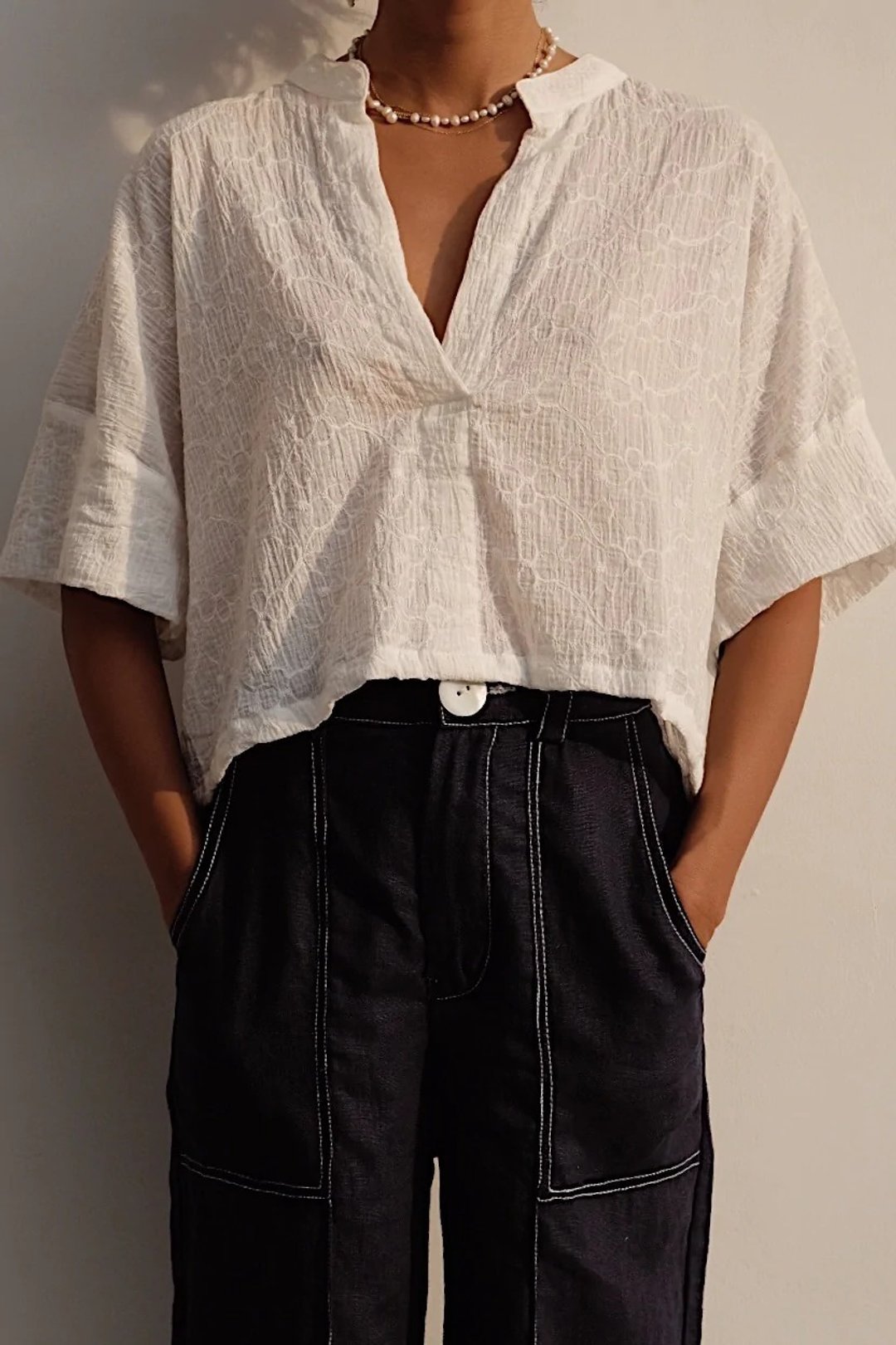 Mimpi Relaxed Blouse - 女装衬衫 - 棉 白色
