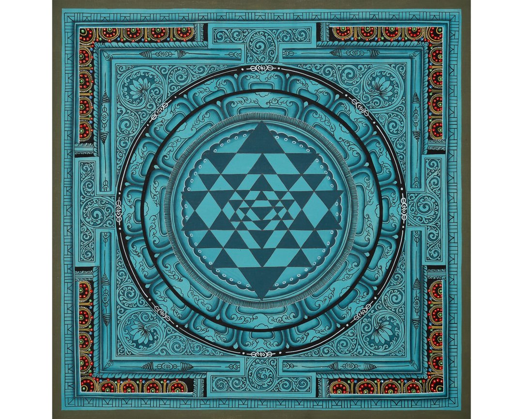 传统Shree Yantra 曼陀罗唐卡——能量与冥想的神圣几何艺术 - 墙贴/壁贴 - 其他材质 多色