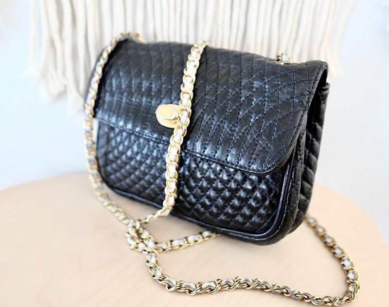 Bally中古古董皮包/Vintage Bally Crossbody Bag - 侧背包/斜挎包 - 真皮 黑色