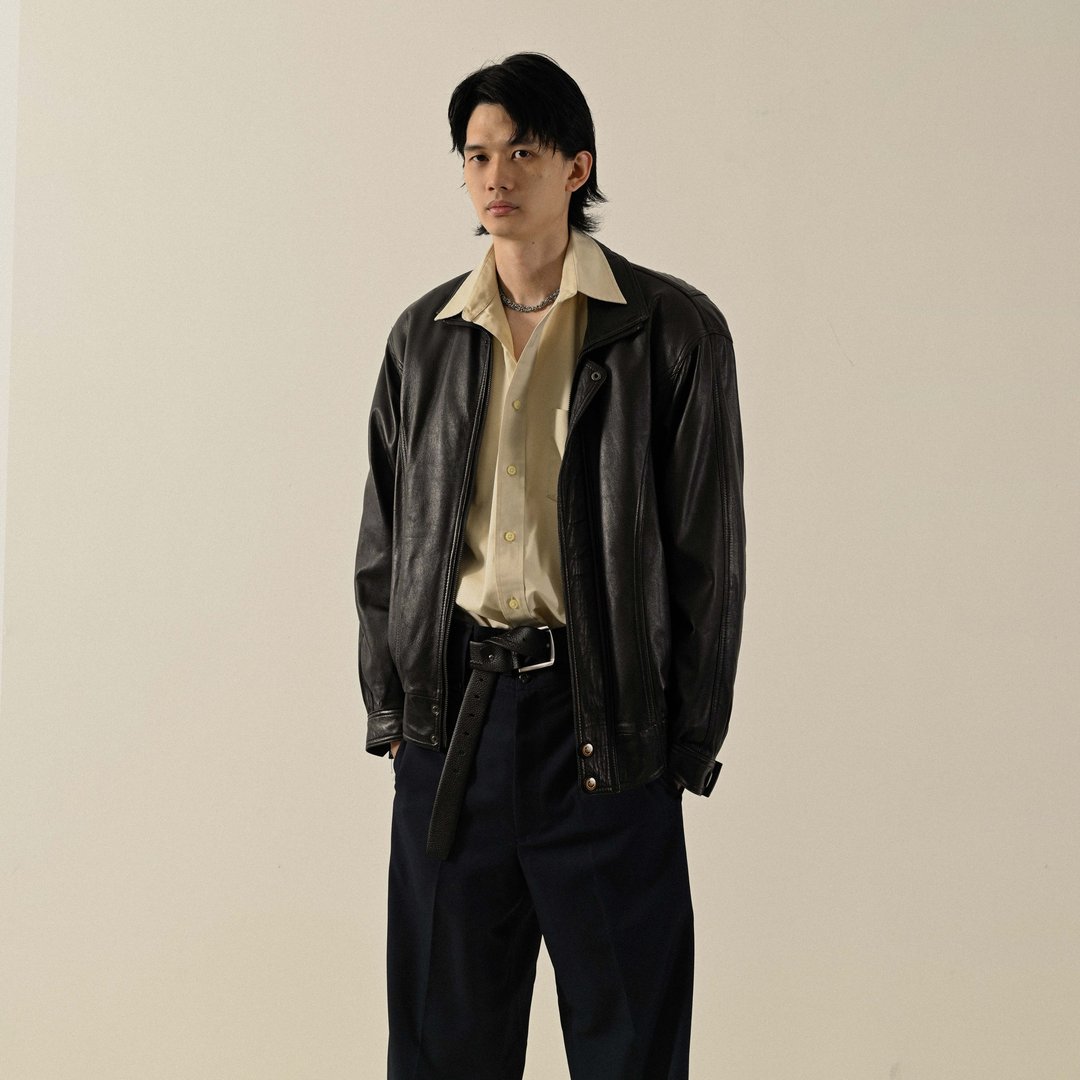 【NaSuBi Vintage】经典轮廓古着皮衣外套 - 男装外套 - 真皮 黑色