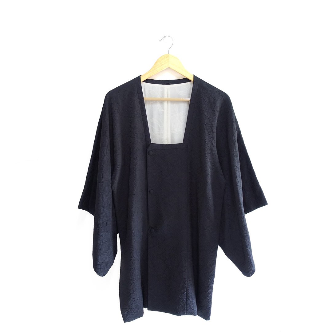 │Slowly│日本古董-轻和服甚平外套J30│古着.vintage.日本制 - 女装休闲/机能外套 - 聚酯纤维 黑色