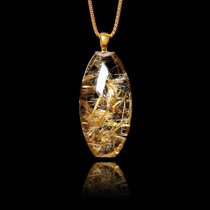 【正佳珠宝】金钛晶 顶级超净透 25g 八方来财母矿钛 金钛晶吊坠 - 项链 - 半宝石 多色