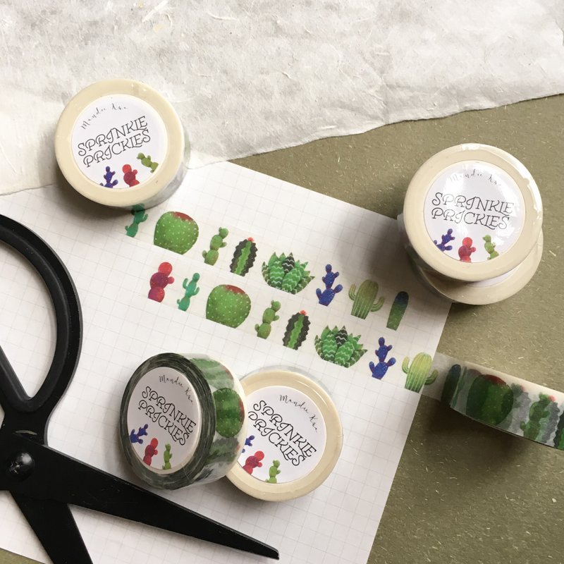 闪亮亮仙人掌纸胶带 - 纸胶带 - 纸 绿色