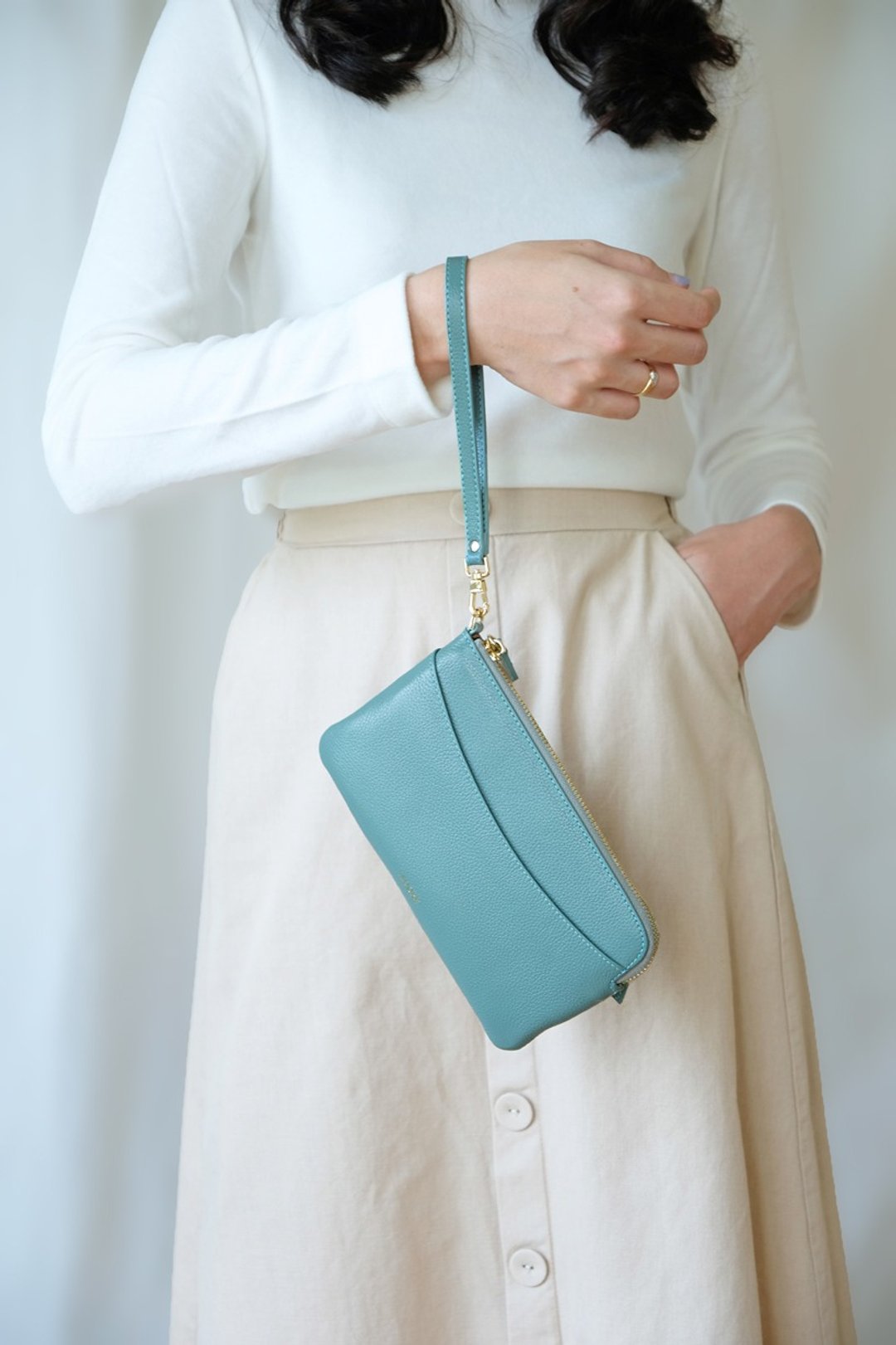 OLIVIA - Clutch/Crossbody Wallet - Beryl Green - 皮夹/钱包 - 真皮 绿色