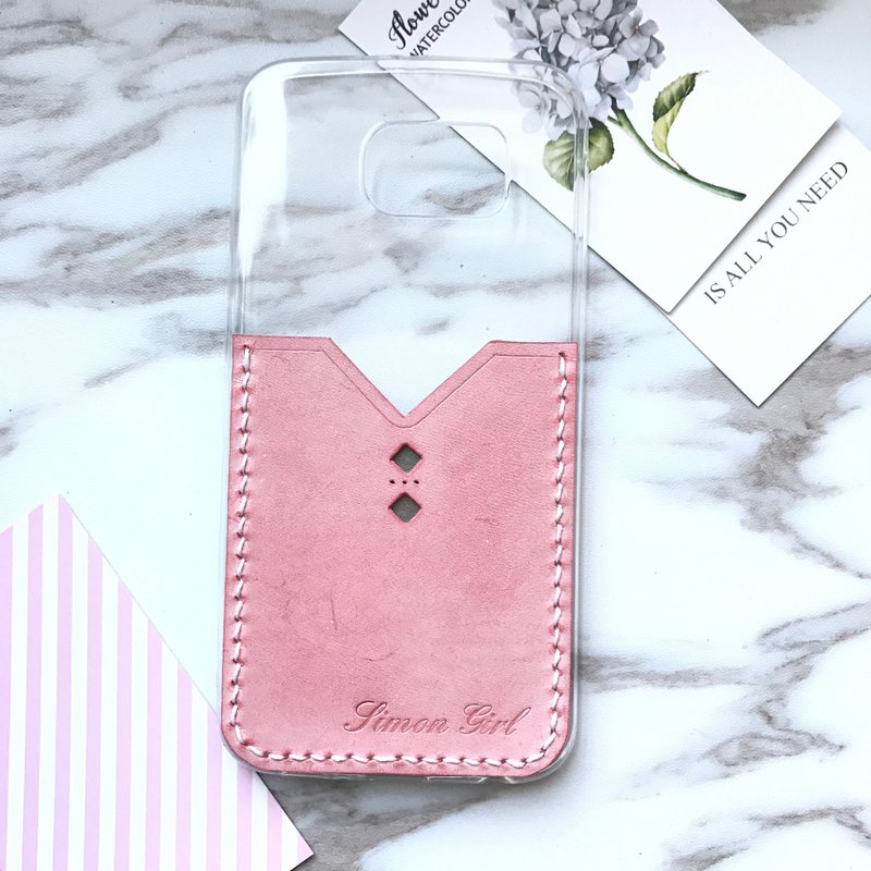 手机壳拼皮革 - 手机壳/手机套 - 真皮 粉红色