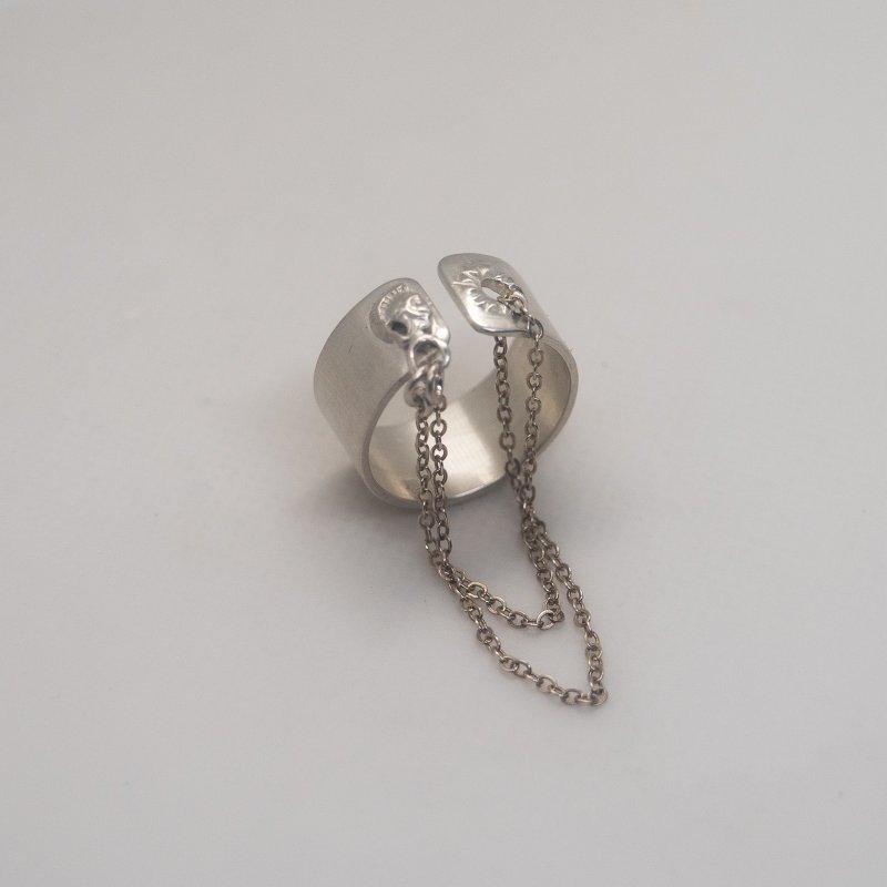 【925纯银原创 . 罗马宽版双链戒指】Roman Ring - 戒指 - 纯银 