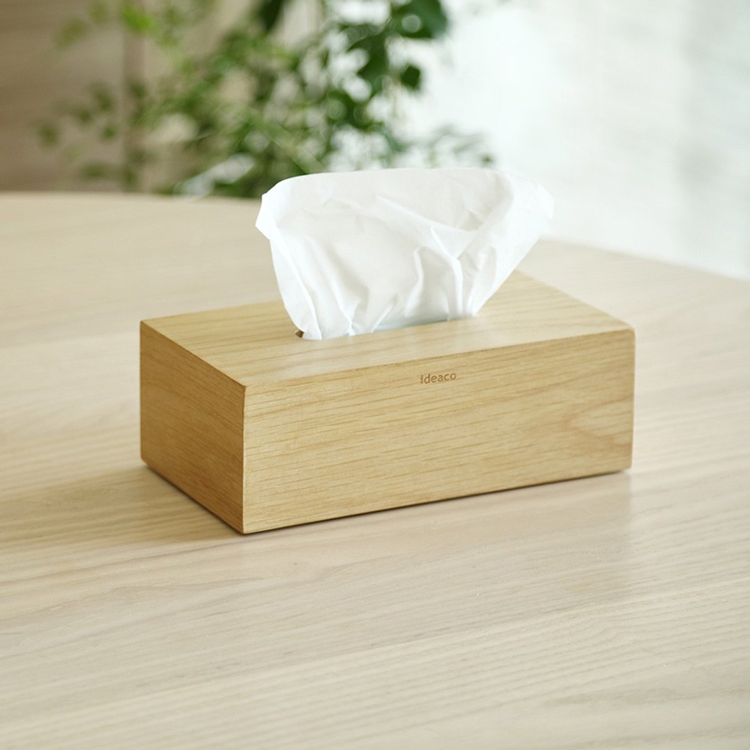 日本ideaco 橡木纹面纸盒 - 收纳用品 - 木头 卡其色