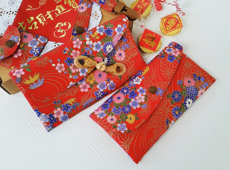 繁花留金 好事成双 红包袋组/钱母红包袋/存折包 - 红包/春联 - 棉．麻 红色