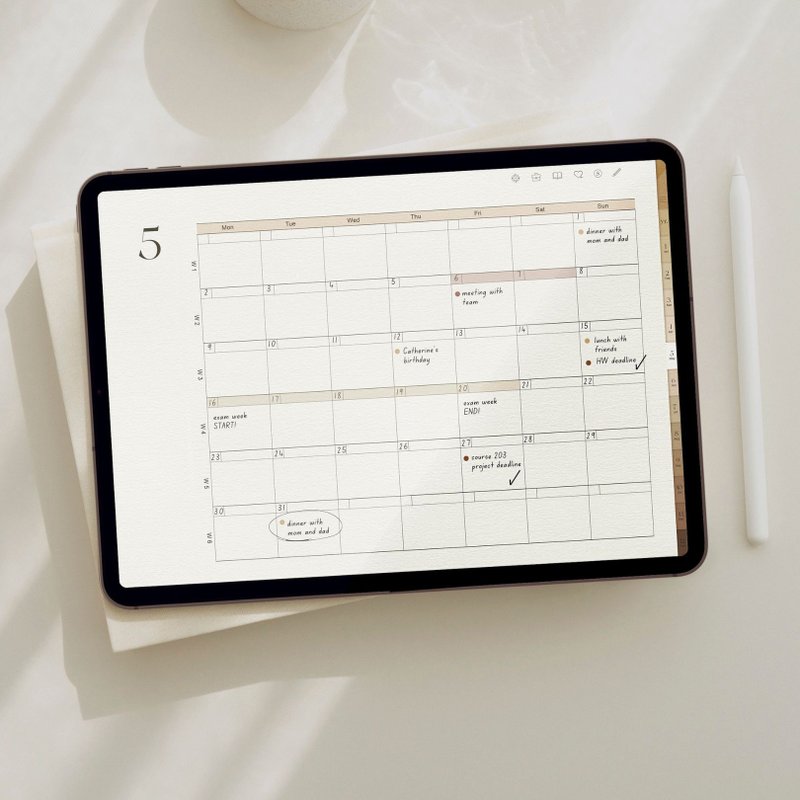 【 All Days 电子手帐 】无时效/白茶色/平板电子模板 - 电子手帐及素材 - 其他材质 