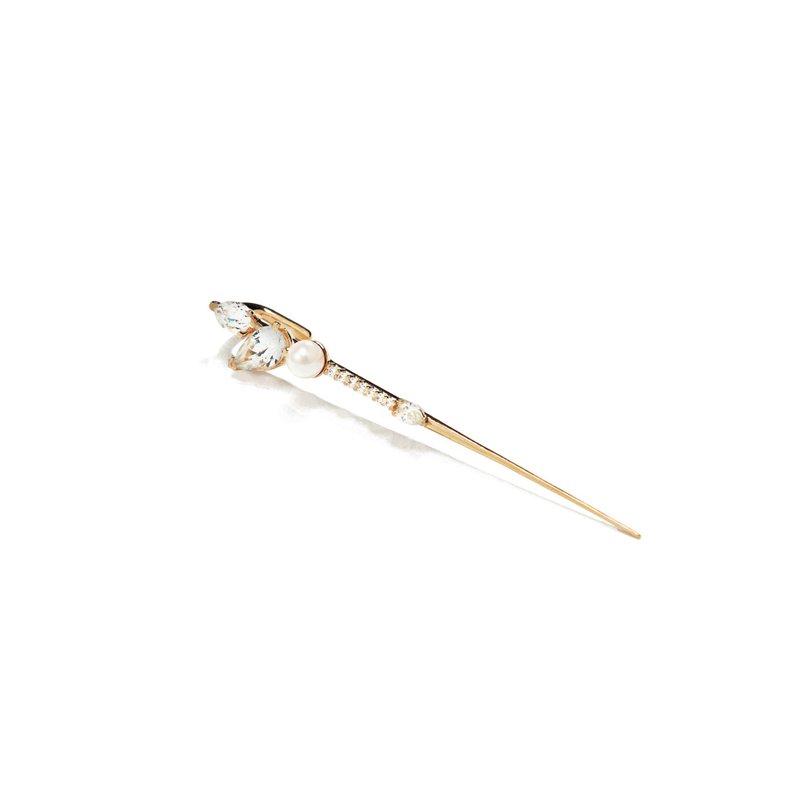 华丽珍珠耳针 925银厚镀18K金 Imbosom Earpin - 耳环/耳夹 - 纯银 金色
