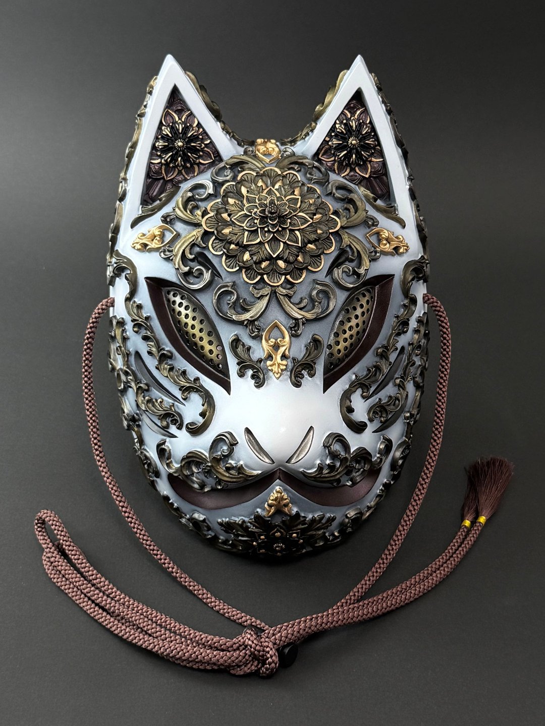 狐面 曼荼罗 Ver. ( White &MaroonRed ) - 口罩 - 塑料 白色